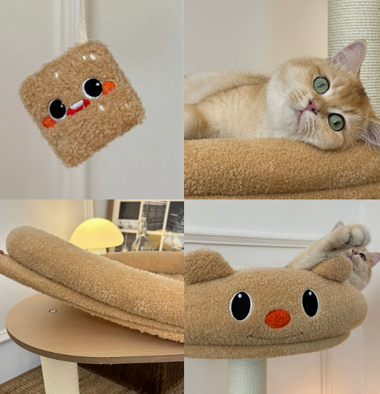 Panda Cat Climbing Scratching Bed with Catnip