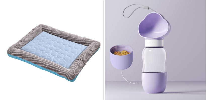 Pet Cooling Pad Bed Ice Silk Summer Mat Blue