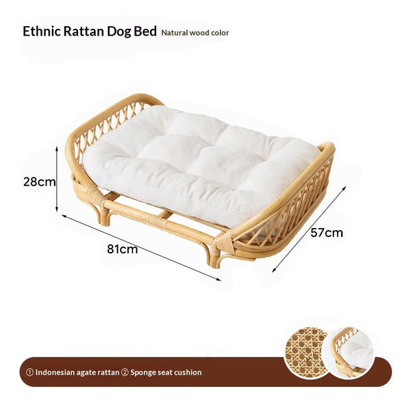 Rattan Dog Bed Kennel for Small Medium Dogs