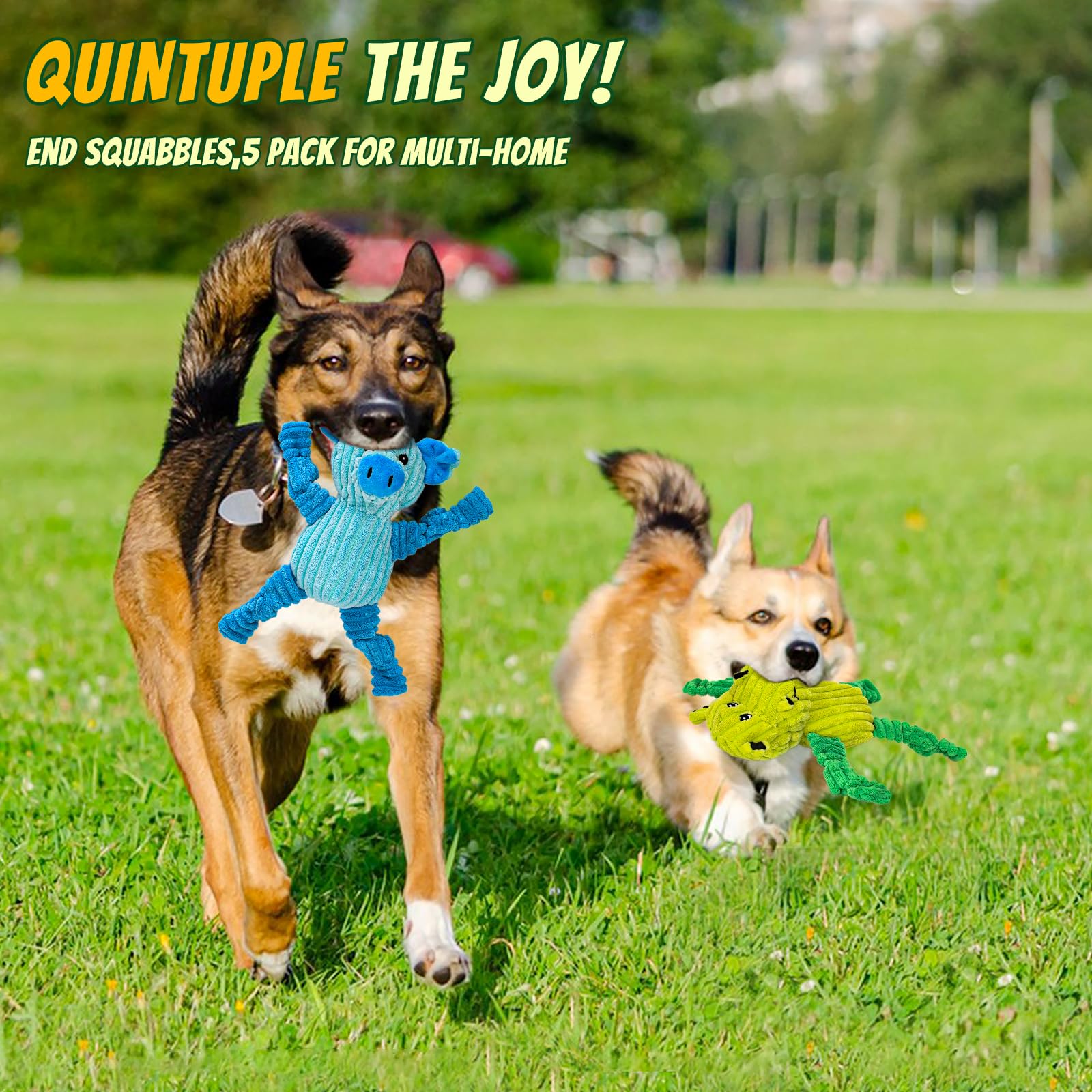 5-Pack Durable Squeaky Plush Dog Toy Bundle Set