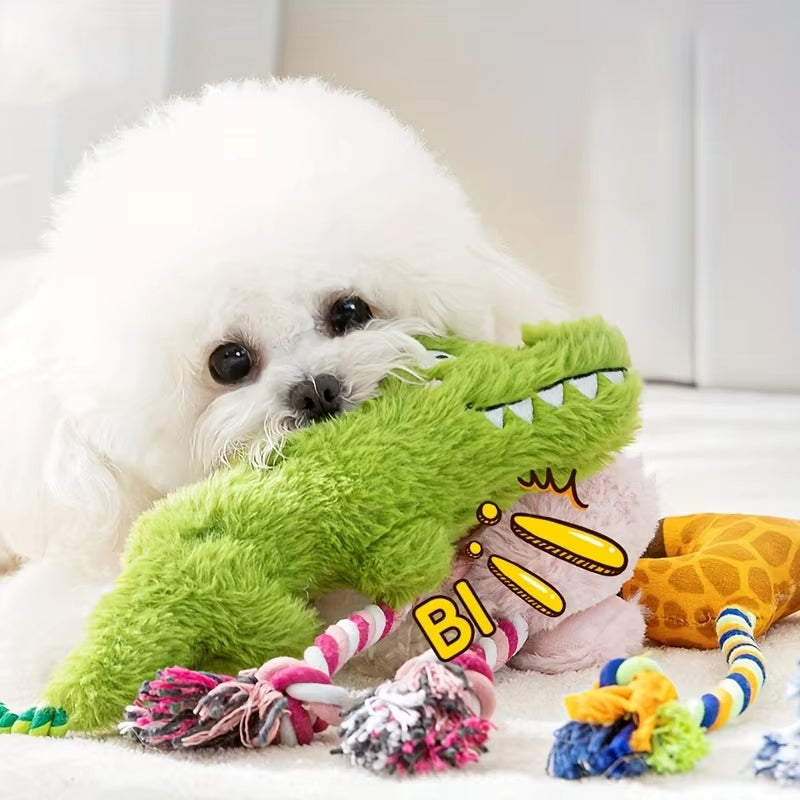 Plush Squeaky Dog Toy for Interactive Indoor Outdoor Play
