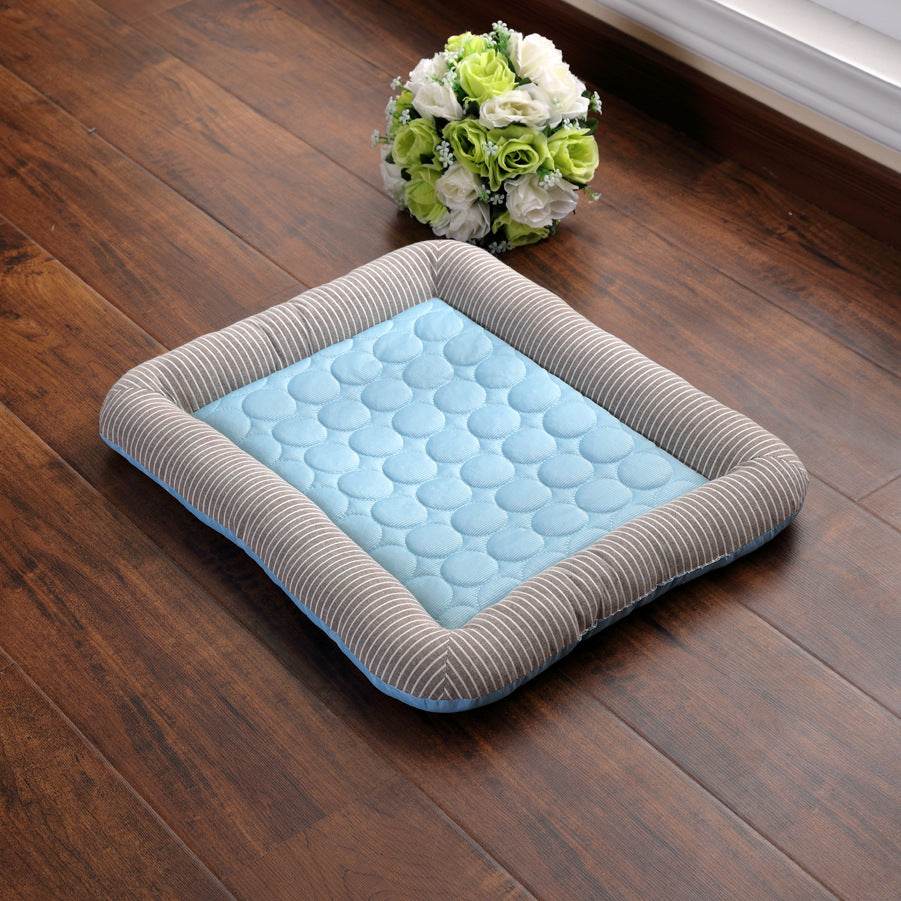 Pet Cooling Pad Bed Ice Silk Summer Mat Blue