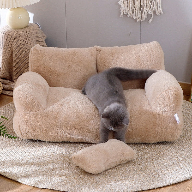 Luxury Plush Cat Bed Winter Warm Pet Nest Sofa