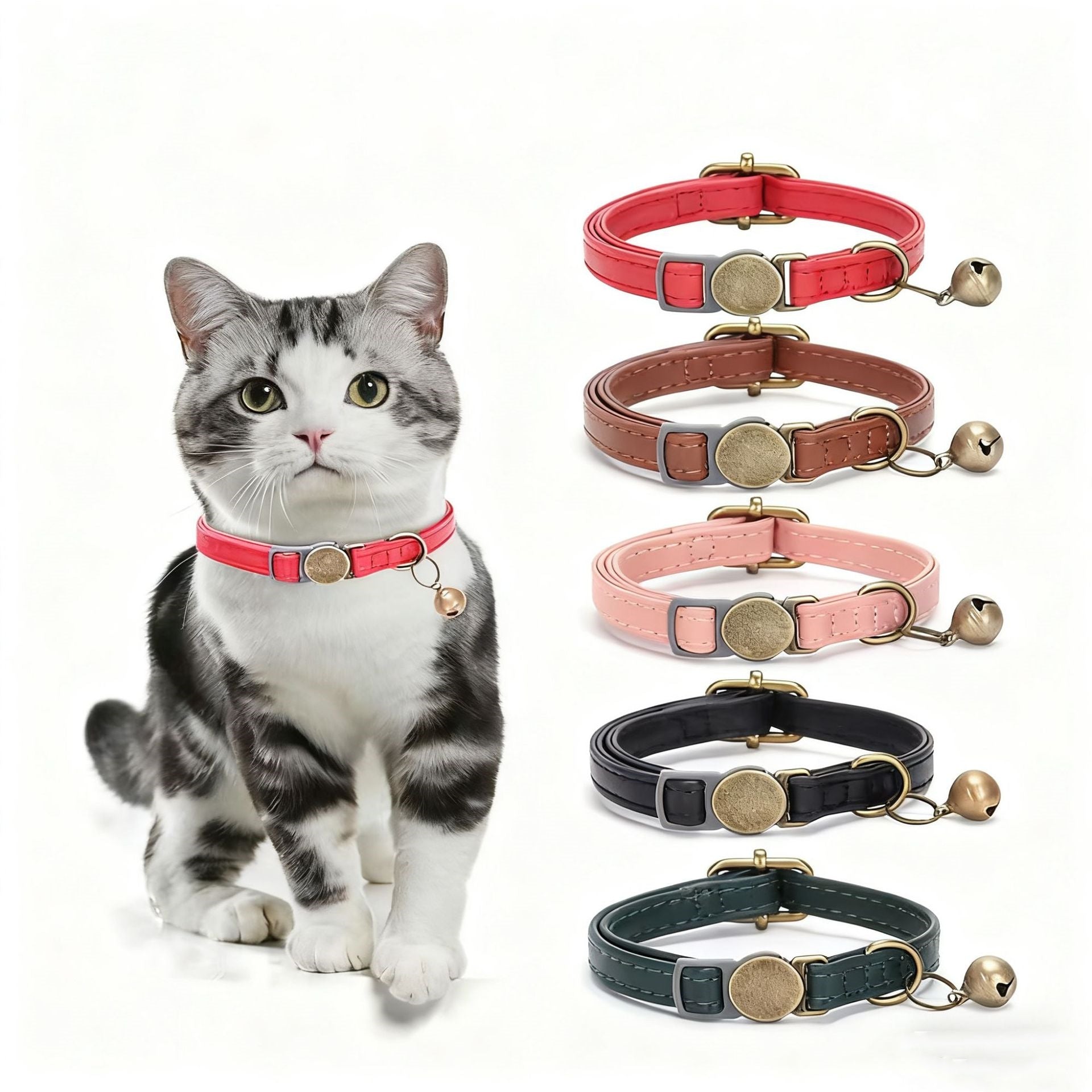 Retro Leather Cat Collar Durable Adjustable Vintage Pet Accessory
