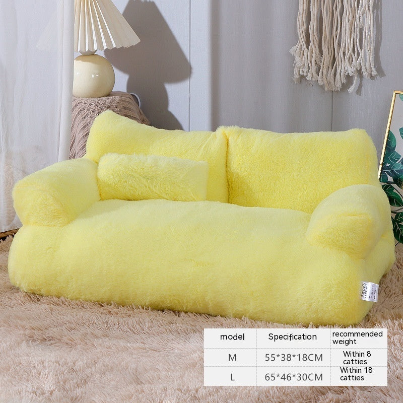 Luxury Plush Cat Bed Winter Warm Pet Nest Sofa