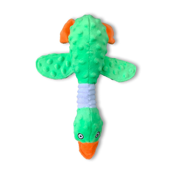 Durable Squeaky Crinkle Duck Plush Dog Toy Pink