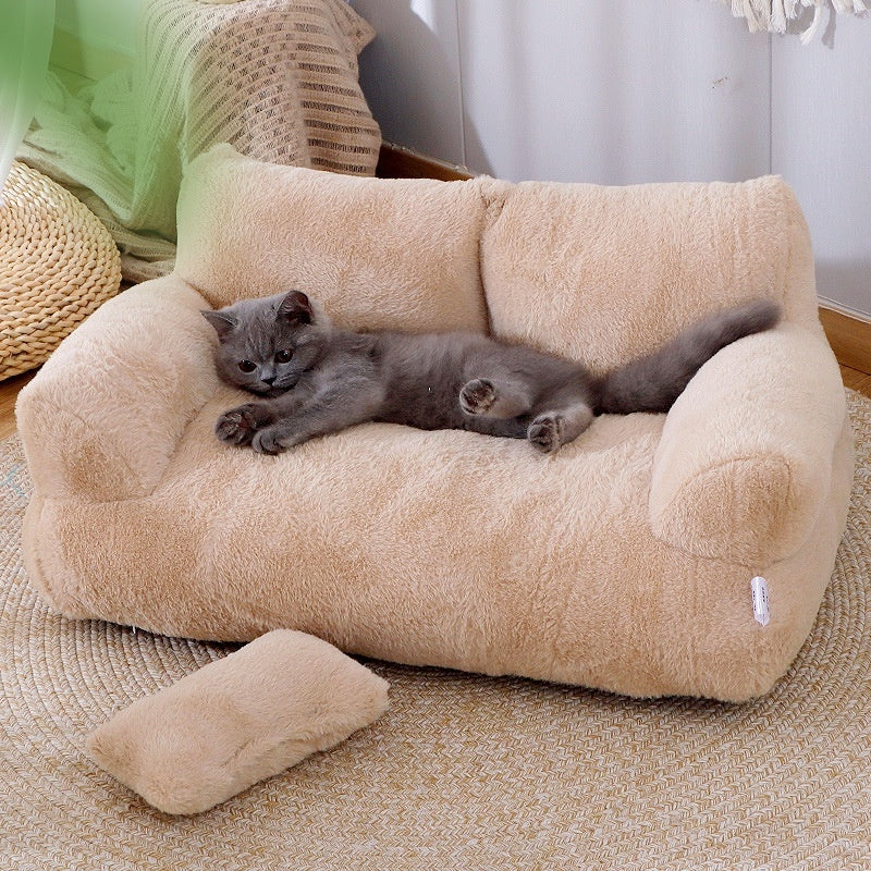 Luxury Plush Cat Bed Winter Warm Pet Nest Sofa