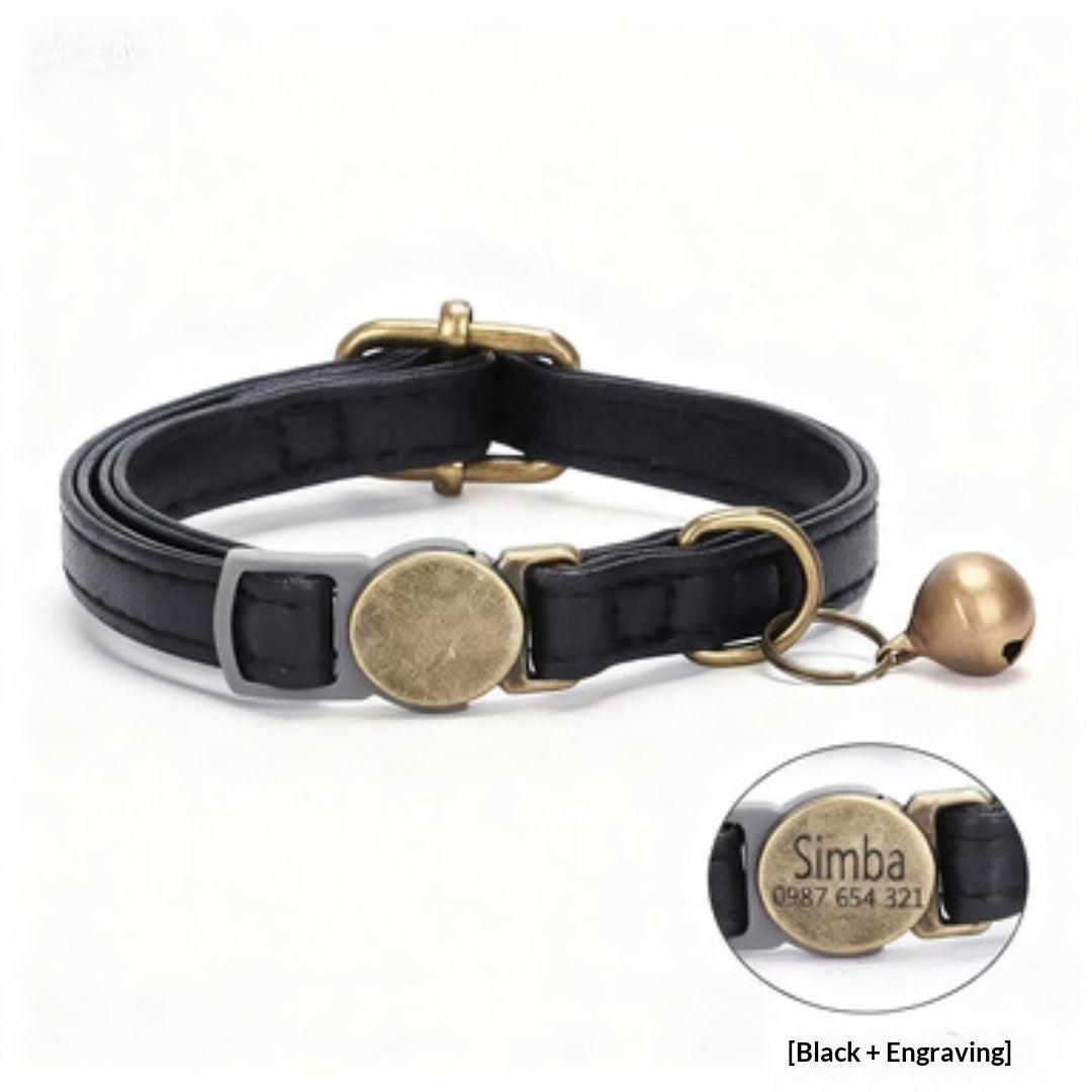 Retro Leather Cat Collar Durable Adjustable Vintage Pet Accessory