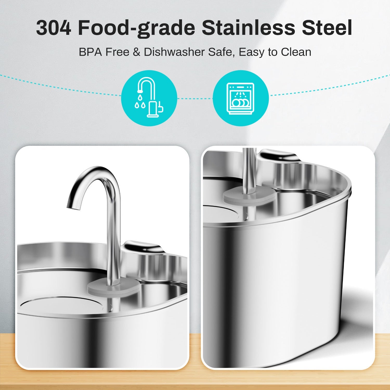 Stainless Steel Smart Pet Water Fountain Large Capacity Dispenser