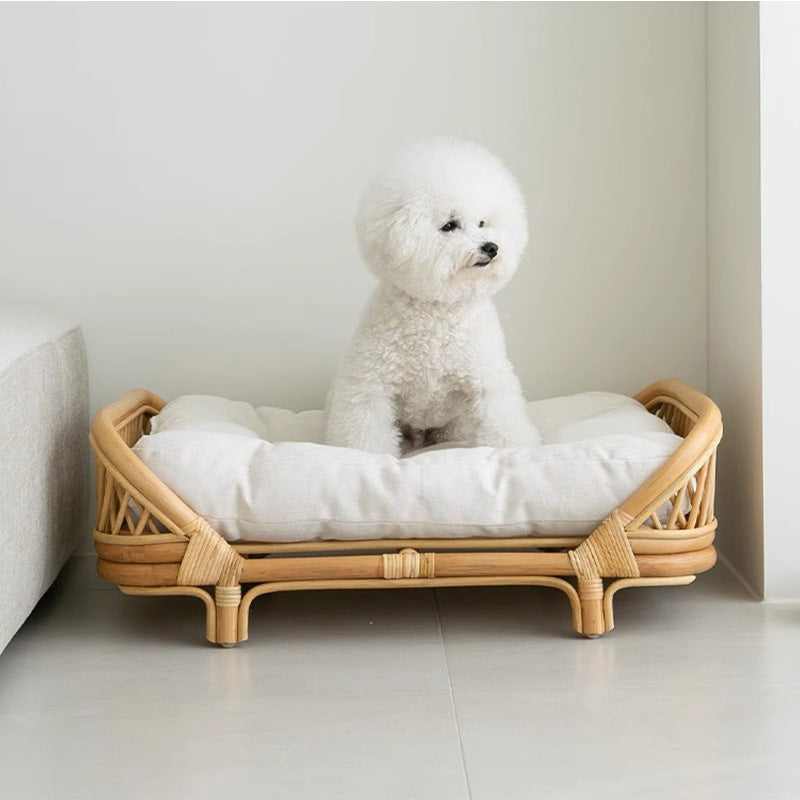 Rattan Dog Bed Kennel for Small Medium Dogs