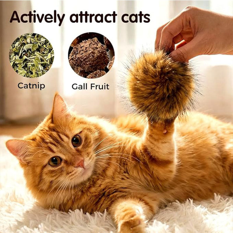 Rabbit Fur Ball Cat Toy for Interactive Enrichment Play