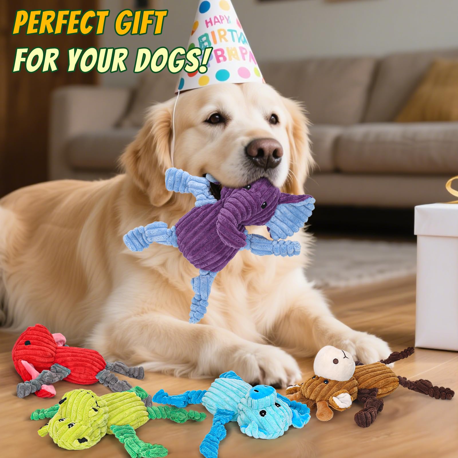 5-Pack Durable Squeaky Plush Dog Toy Bundle Set