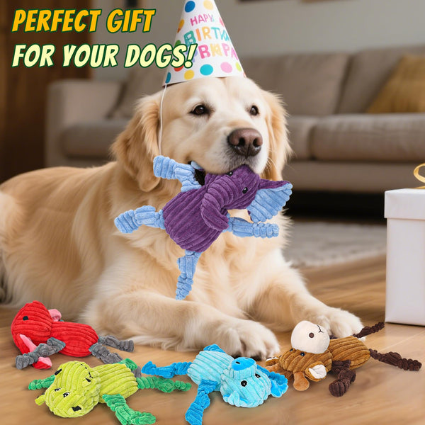 5-Pack Durable Squeaky Plush Dog Toy Bundle Set