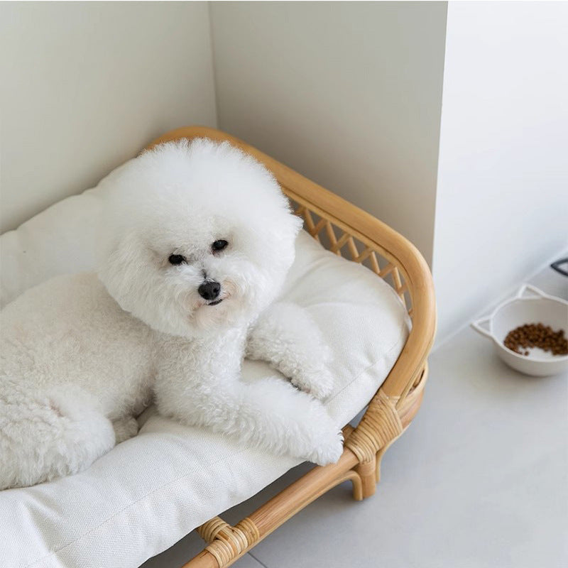 Rattan Dog Bed Kennel for Small Medium Dogs