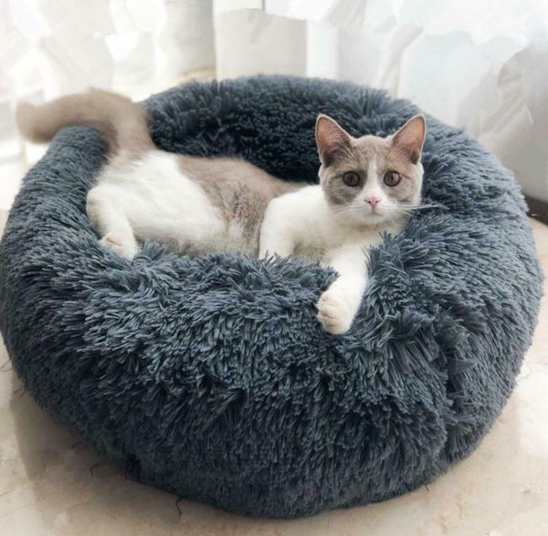 Round Plush Pet Nest Bed for Small Dogs Cats Puppies