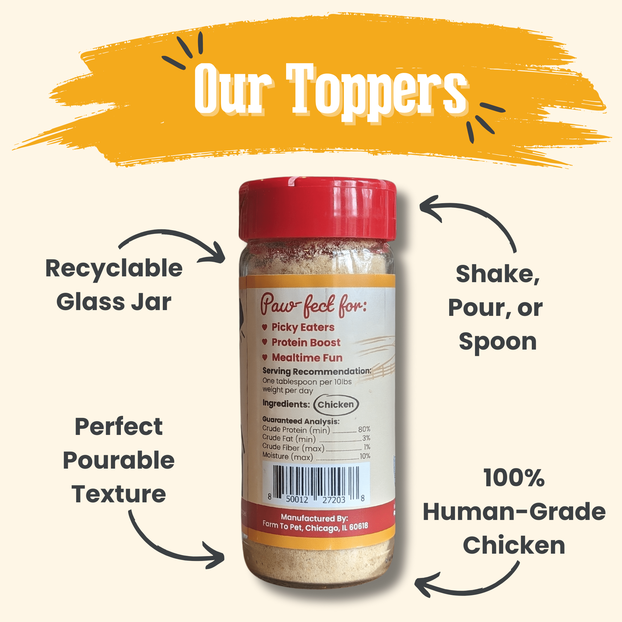 Chicken Treat Topper Healthy Dog Food Meal Supplement