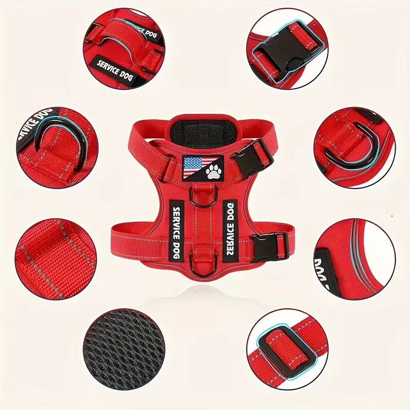 Service Dog Harness Leash Set with Folding Bowl