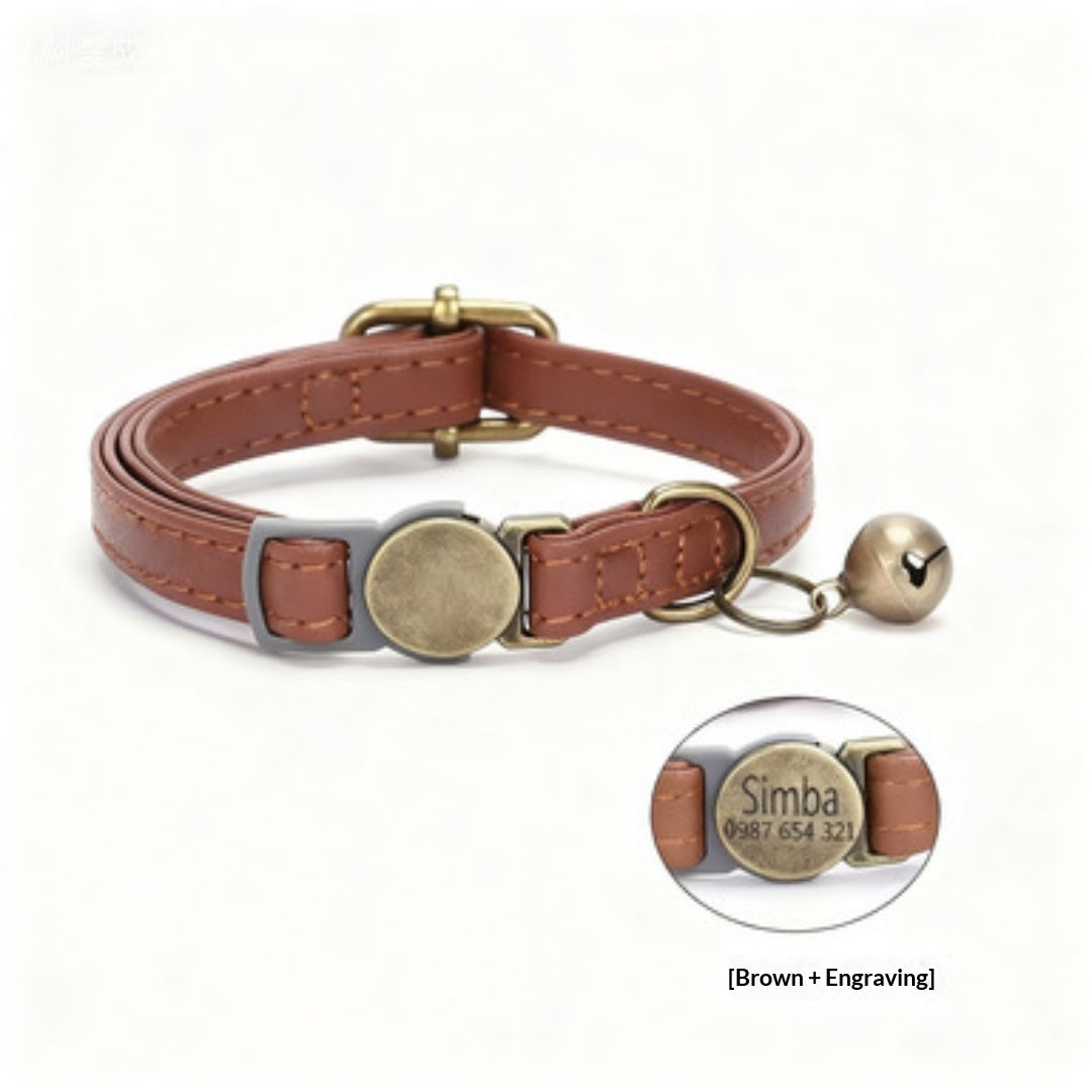 Retro Leather Cat Collar Durable Adjustable Vintage Pet Accessory