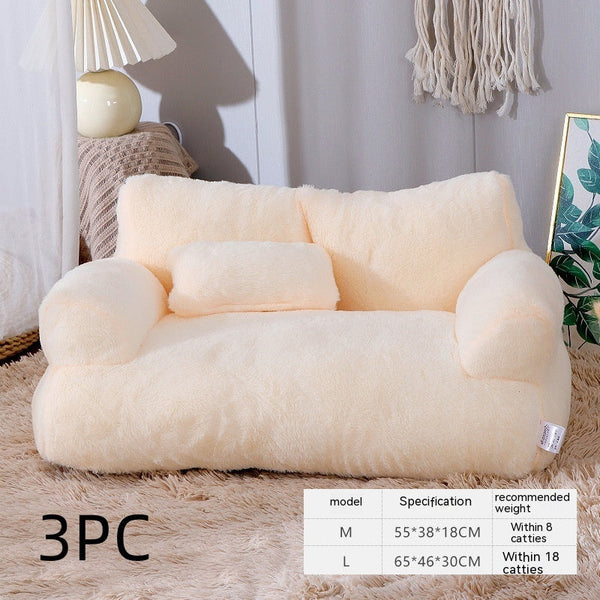 Luxury Plush Cat Bed Winter Warm Pet Nest Sofa