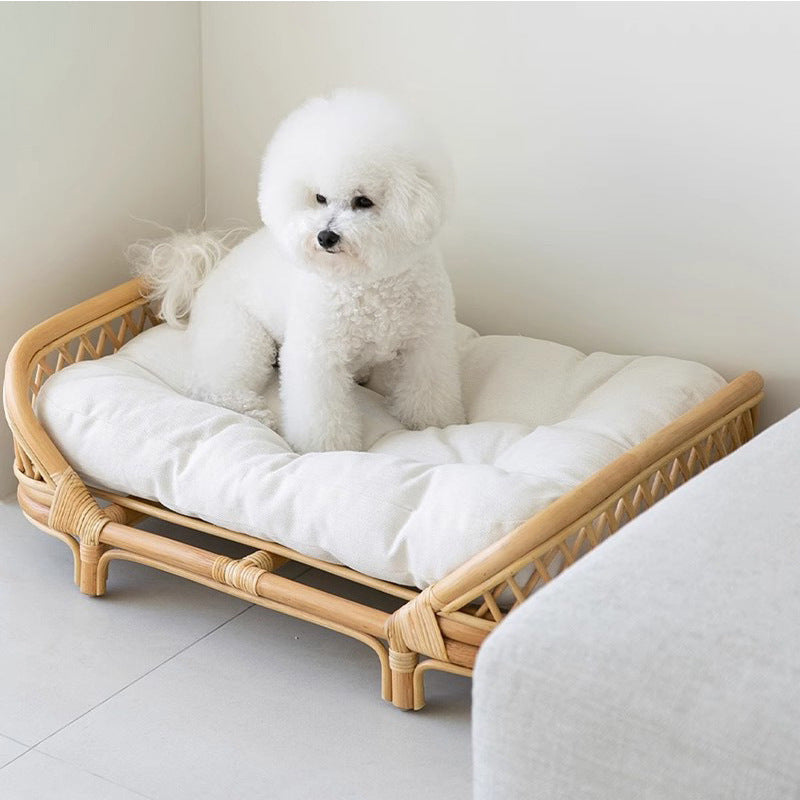 Rattan Dog Bed Kennel for Small Medium Dogs