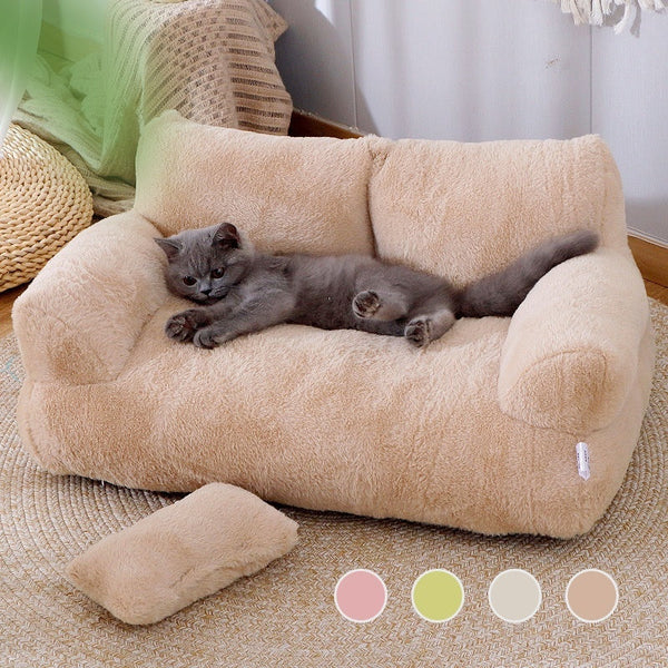 Luxury Plush Cat Bed Winter Warm Pet Nest Sofa