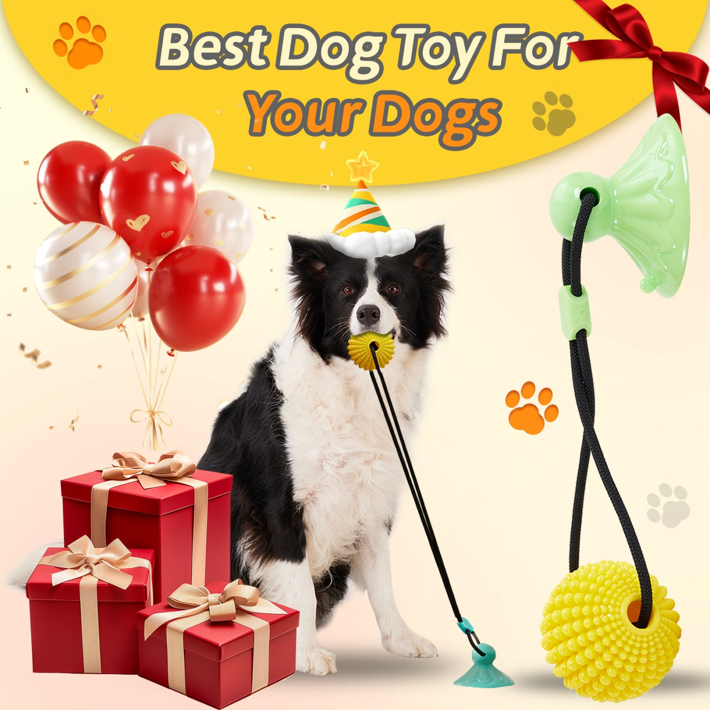 Corn Ball Suction Cup Dog Tug Chew Toy