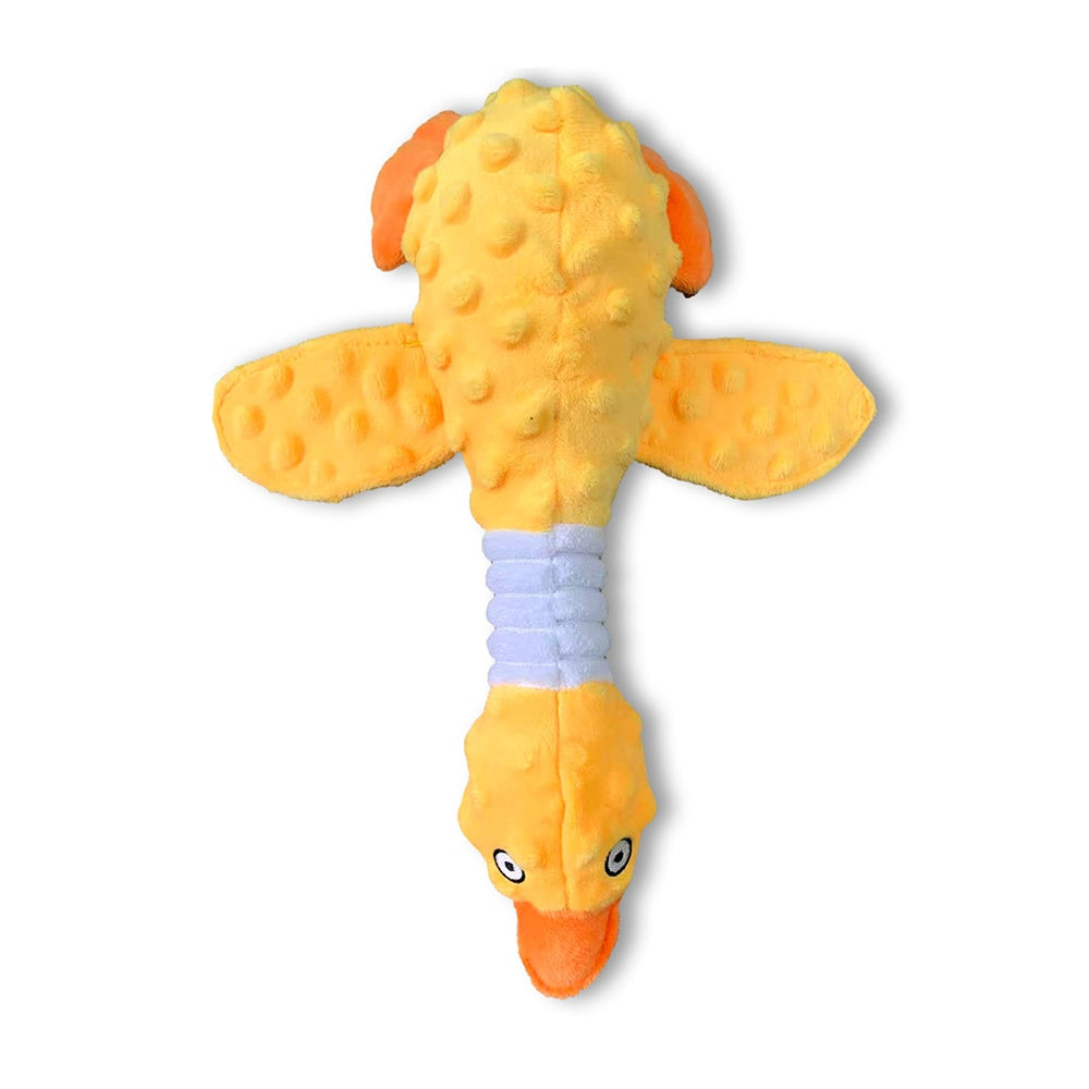 Durable Squeaky Crinkle Duck Plush Dog Toy Pink