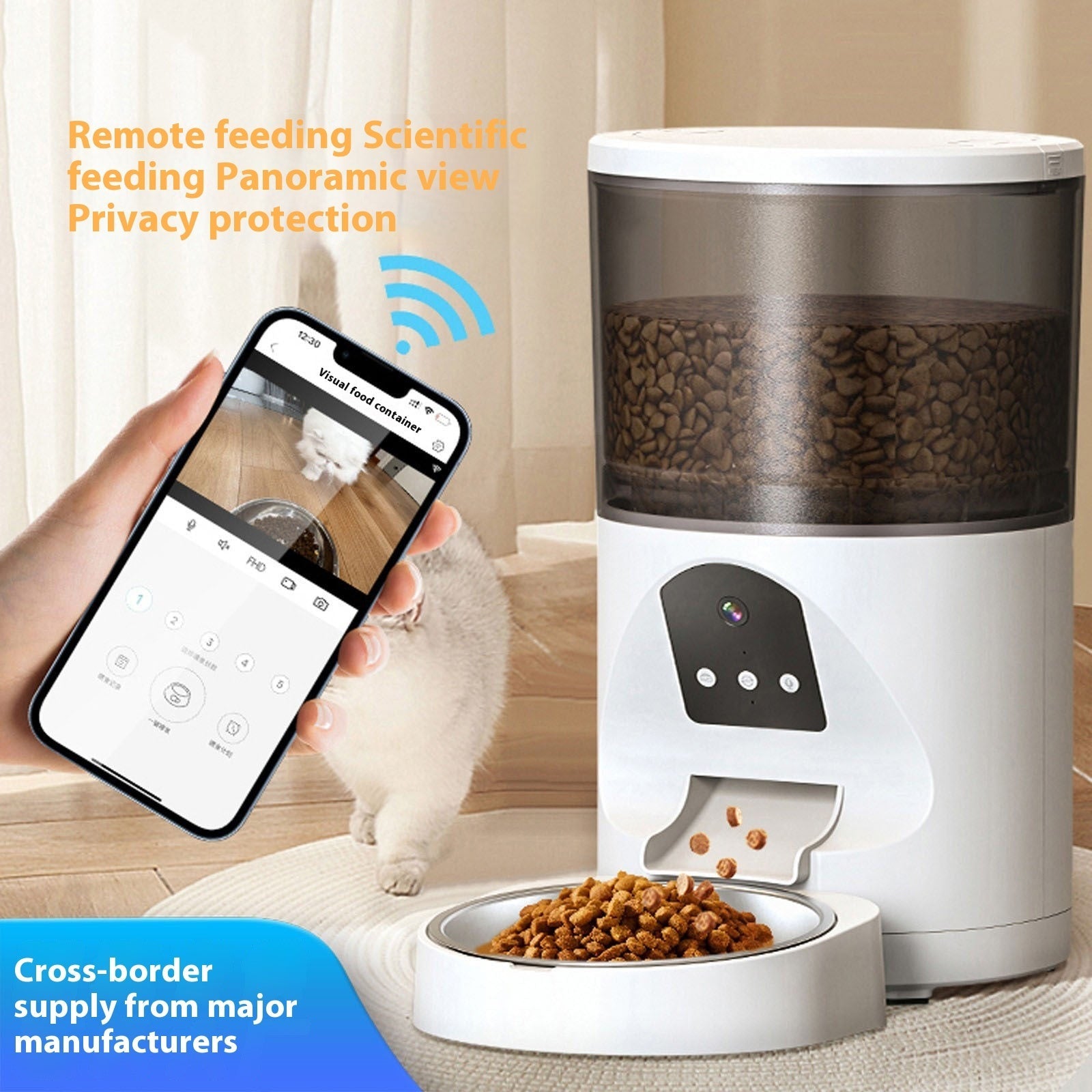 Smart Visual Automatic Pet Feeder with HD Wide-Angle Camera