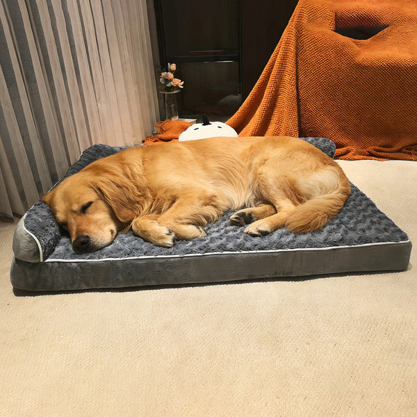 L-Shaped Rose Velvet Pet Sofa Bed Washable Comfort
