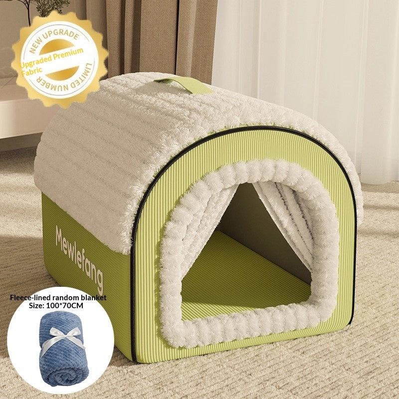 Winter Thickened Enclosed Cat Bed for All Seasons