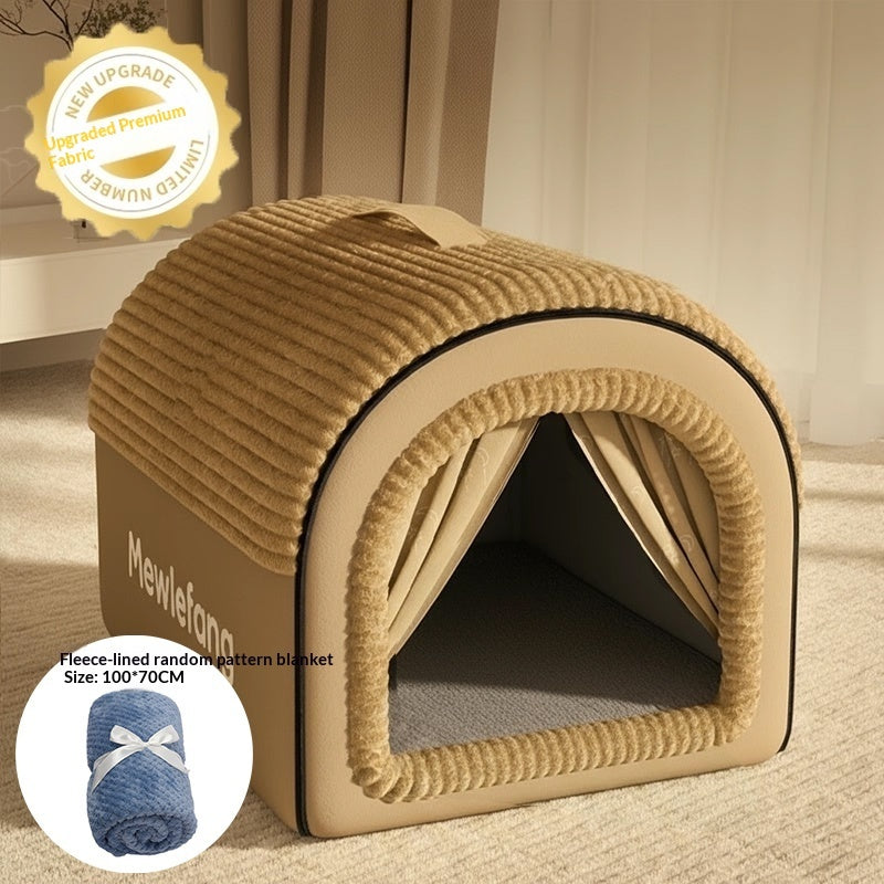 Winter Thickened Enclosed Cat Bed for All Seasons
