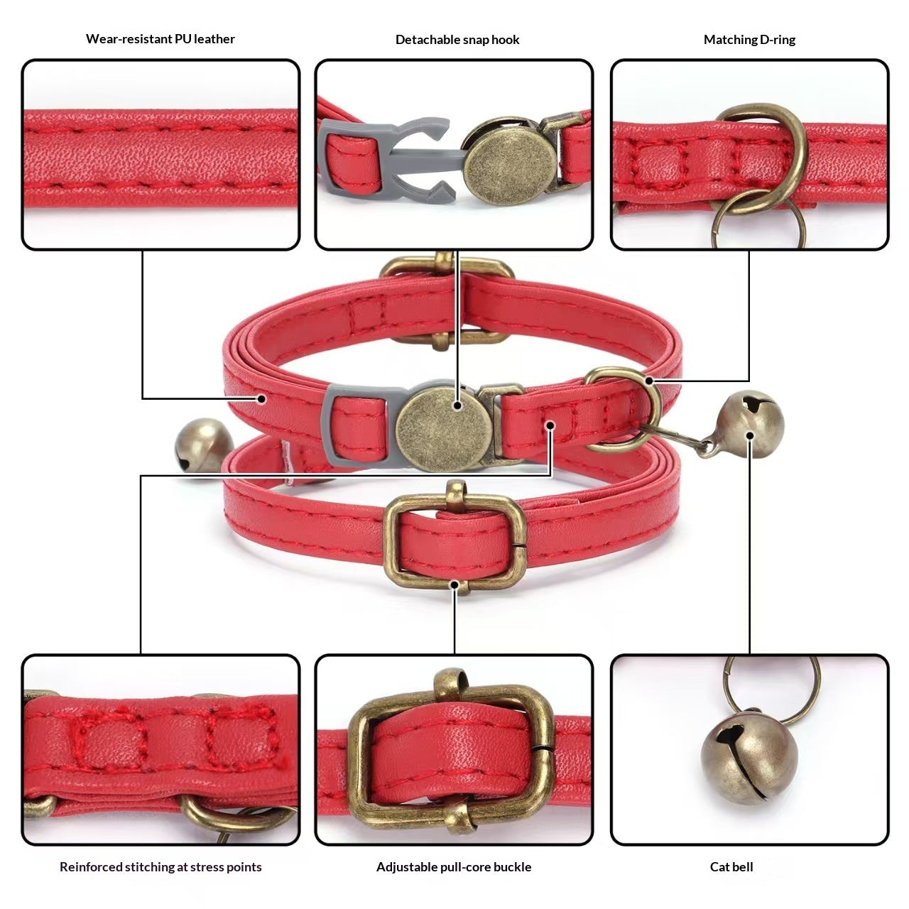 Retro Leather Cat Collar Durable Adjustable Vintage Pet Accessory