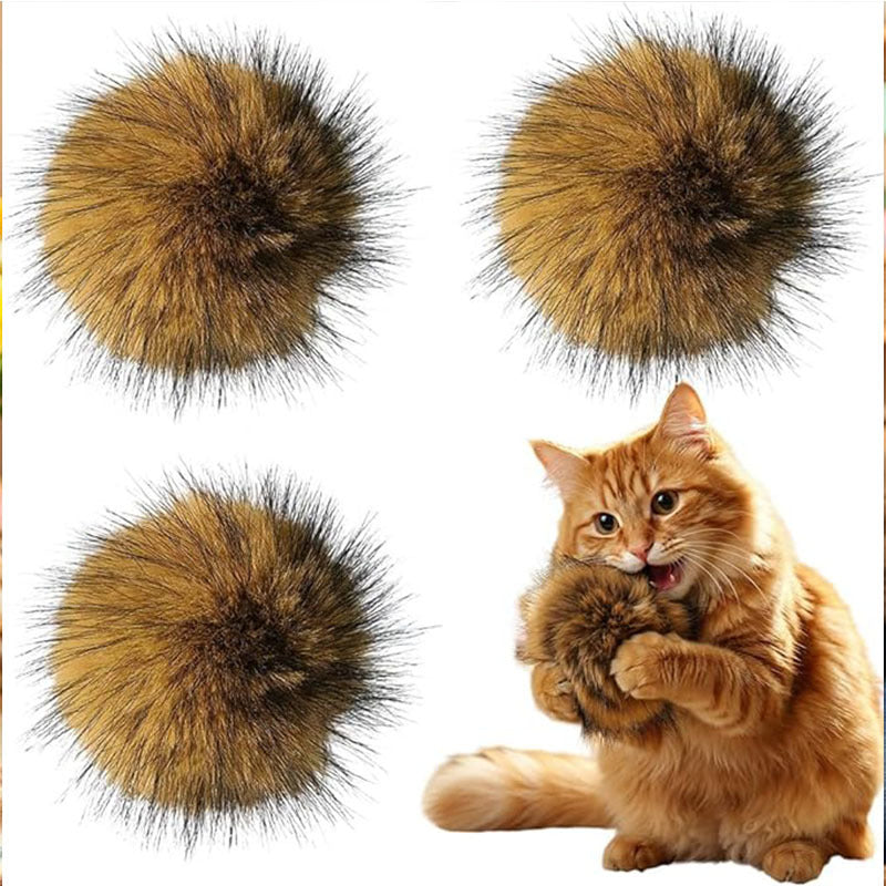 Rabbit Fur Ball Cat Toy for Interactive Enrichment Play