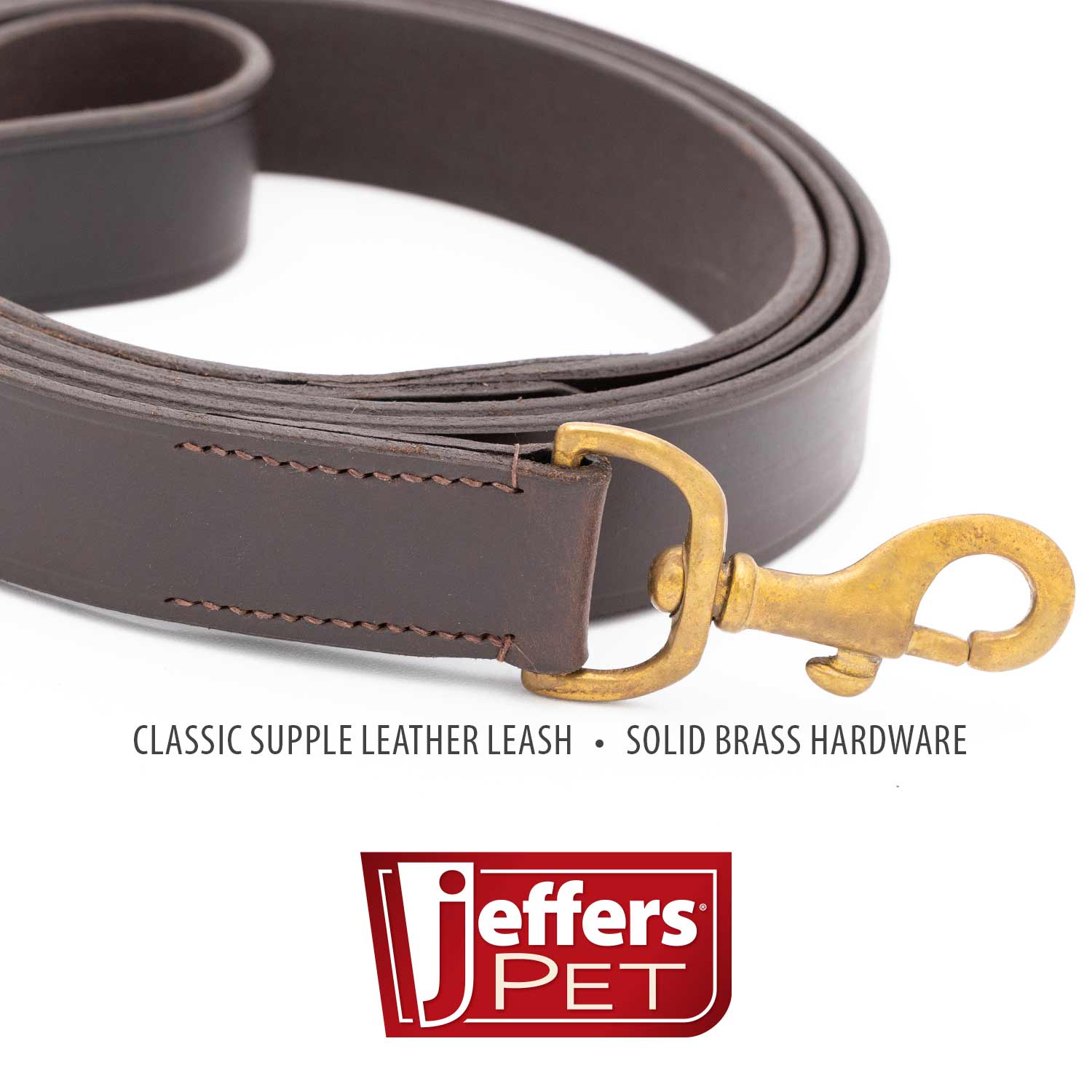 Flat Leather Dog Leash with Hand Strap Handle