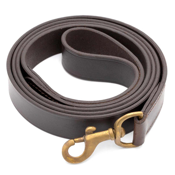 Flat Leather Dog Leash with Hand Strap Handle