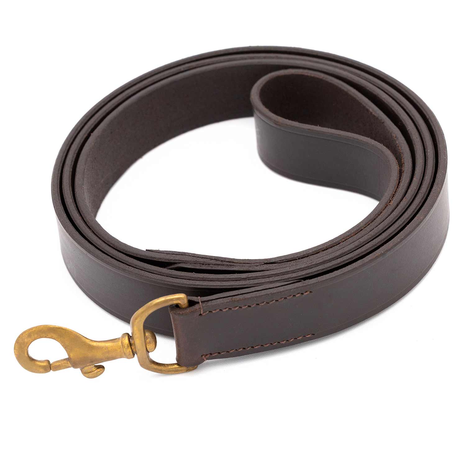 Flat Leather Dog Leash with Hand Strap Handle